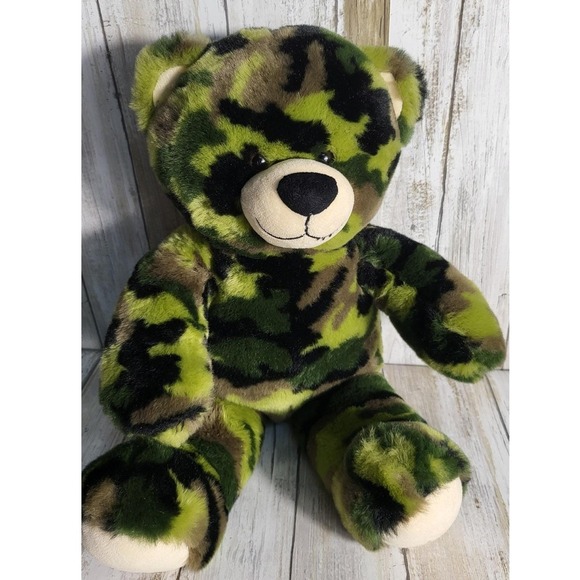 Build A Bear Camouflage Plush Teddy Bear Stuffed Animal Toy Green Brown - Picture 4 of 8